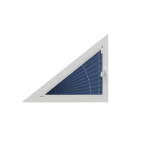 Okno w kształcie trójkąta z zamontowaną plisą Vegas Plisse firmy Hosten